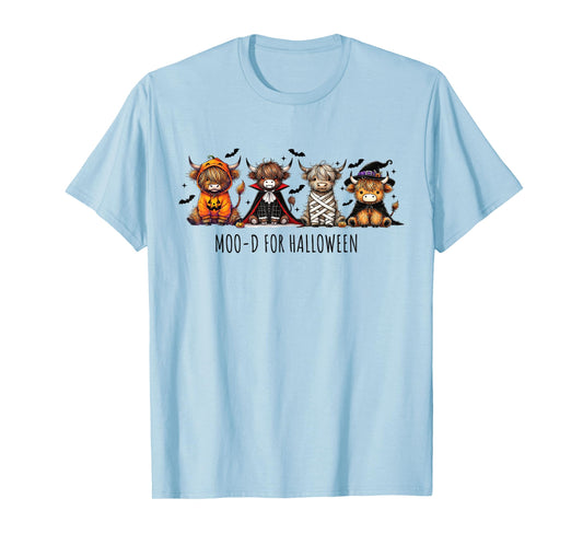 Cute Highland Cow Halloween Costume Pumpkin Witch Vampire T-Shirt