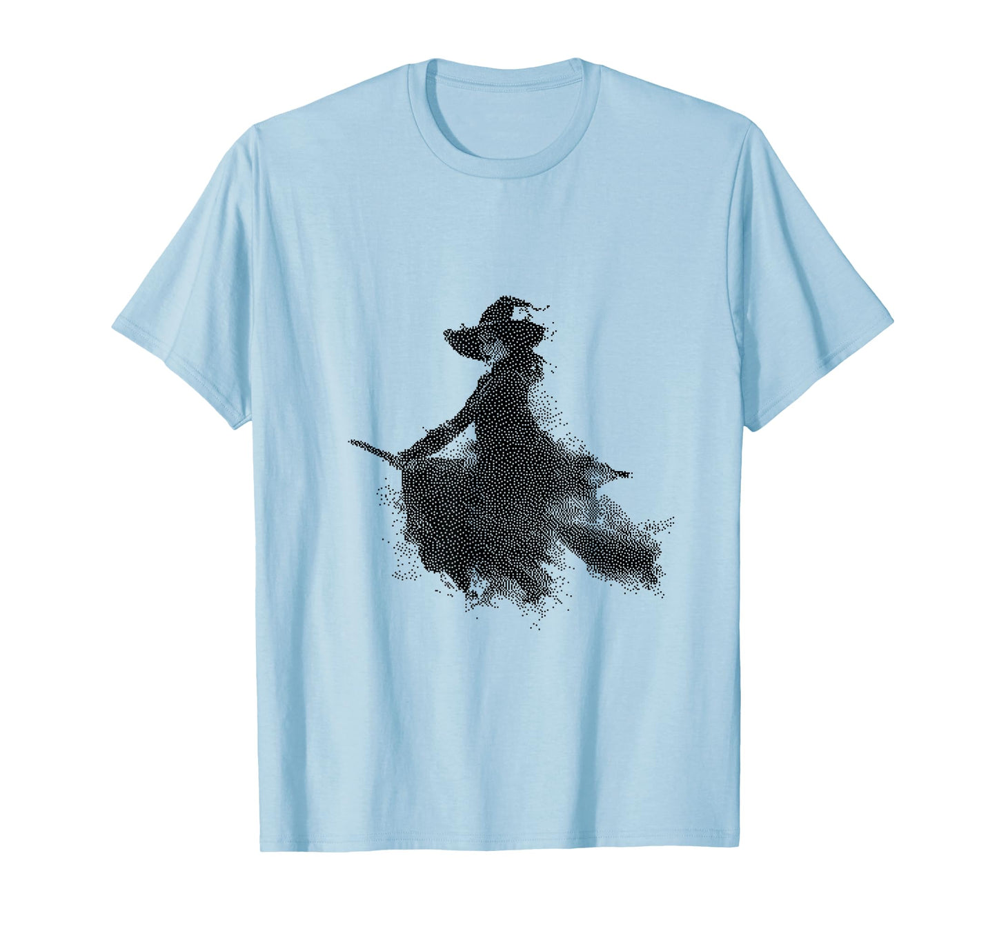 Spooky Witch Riding Broom Halloween Art T-Shirt