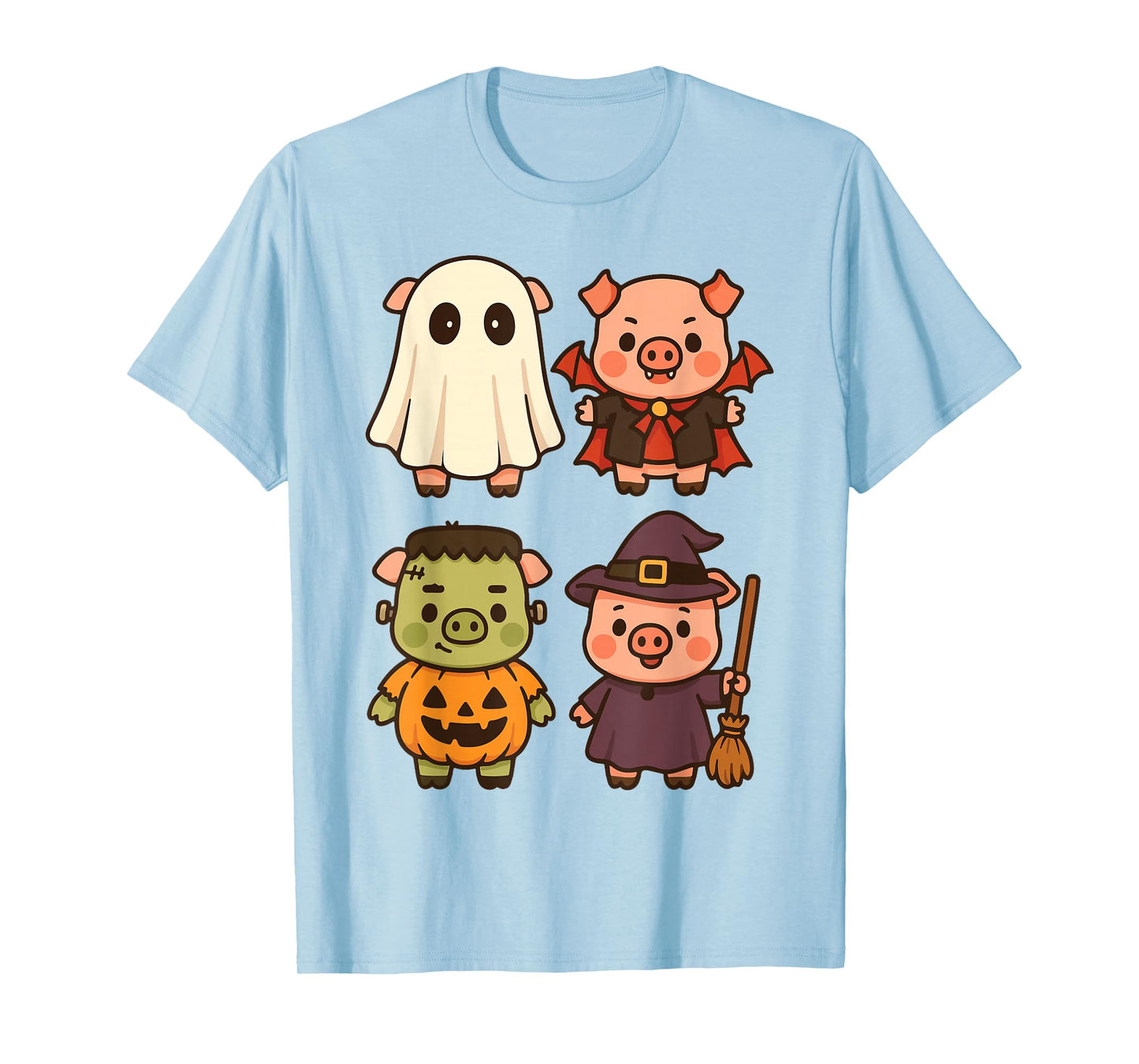 Pig Spooky Witch Boo Zombie Cute Pig Halloween Ghost Costume T-Shirt