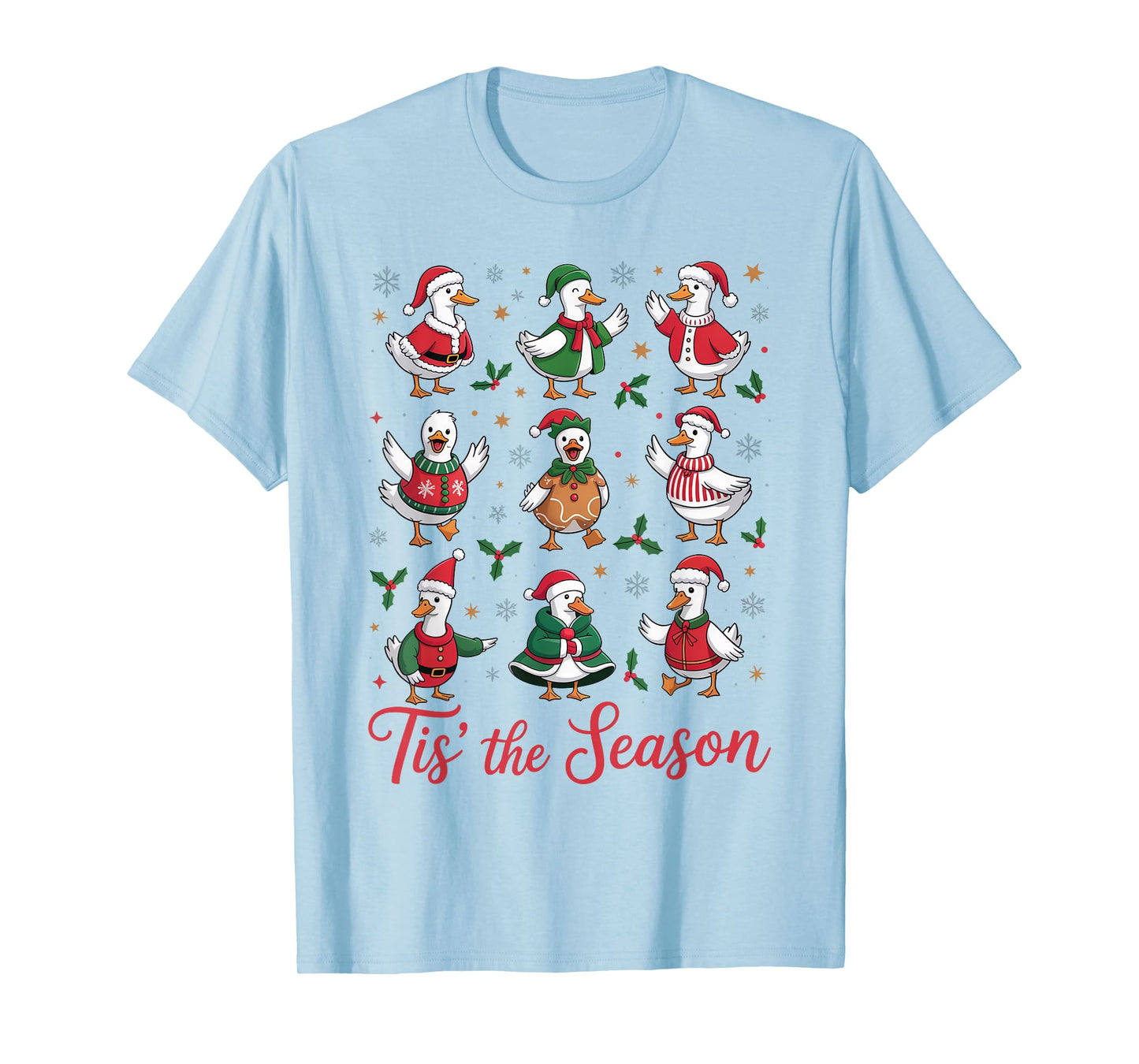 Retro Silly Goose Santa Cute Merry Christmas Tis The Season T-Shirt