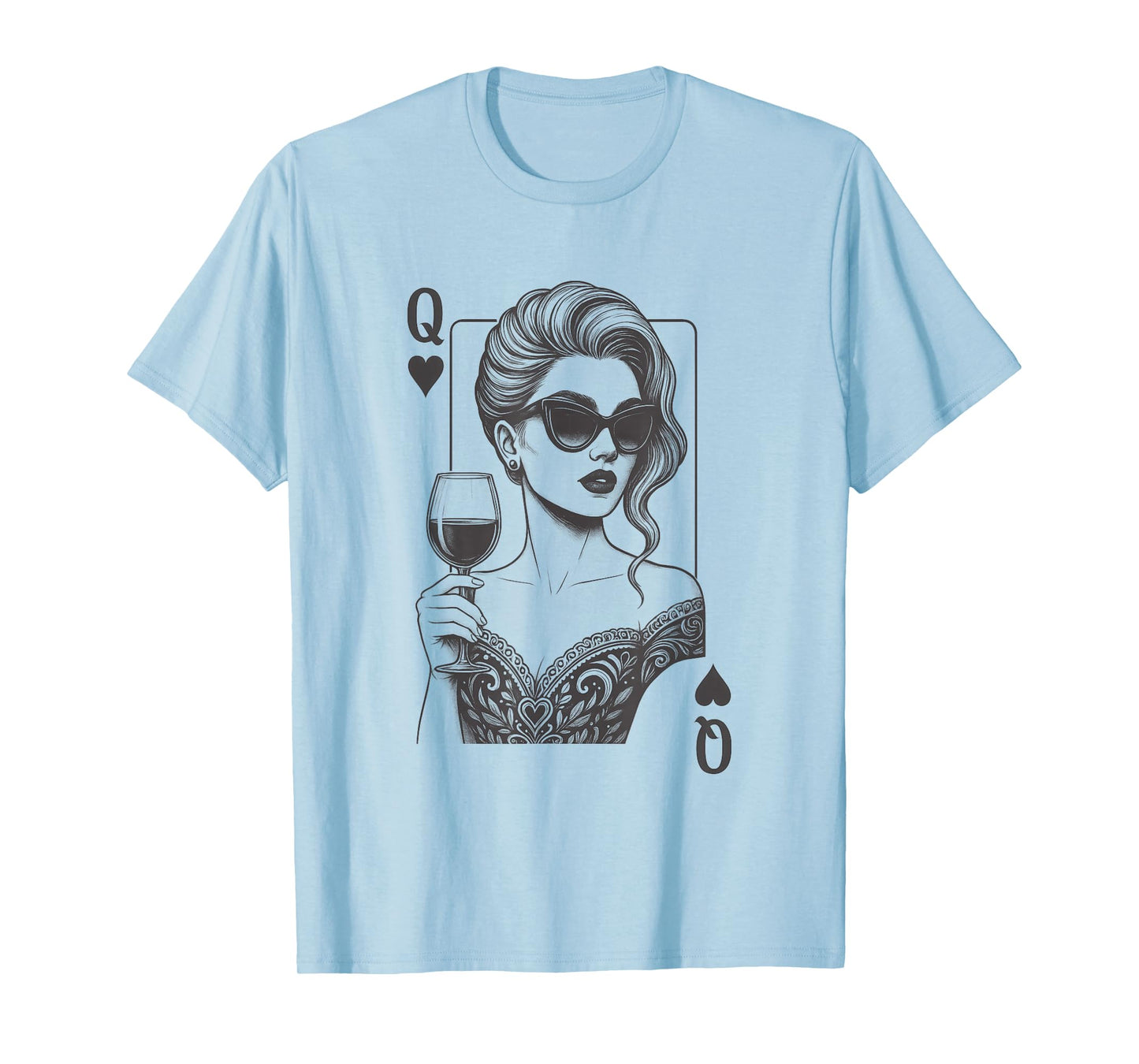 Queen of Hearts Playing Card Deck Women Vintage T-Shirt