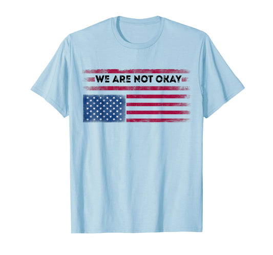 Upside Down American Flag We Are not Okay Distressed Men T-Shirt