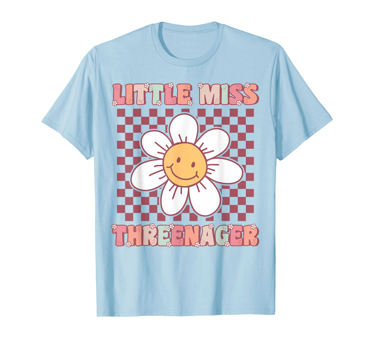 Little Miss Threenager Cute Groovy 3rd Birthday Party Flower T-Shirt