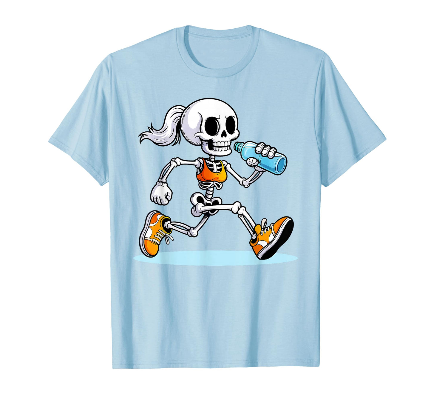 Retro Running Skeleton Halloween Marathon Costume Women T-Shirt