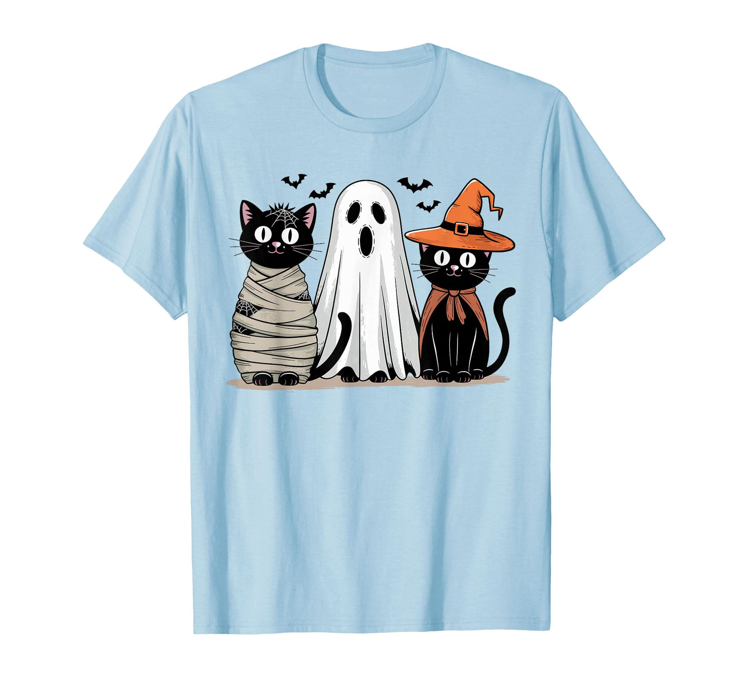 Vintage Halloween Black Cat Mummy Ghost Witch Retro Spooky T-Shirt