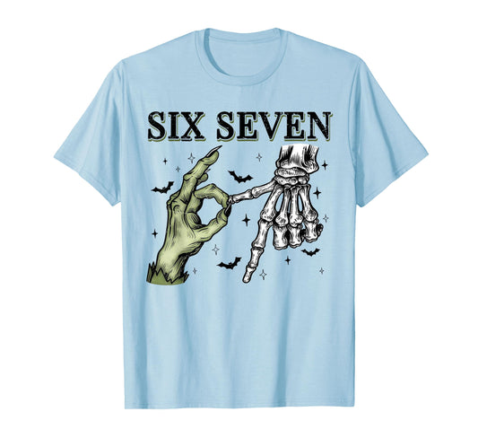 Six Seven 6 7 Meme Funny Witch Skeleton Hands T-Shirt