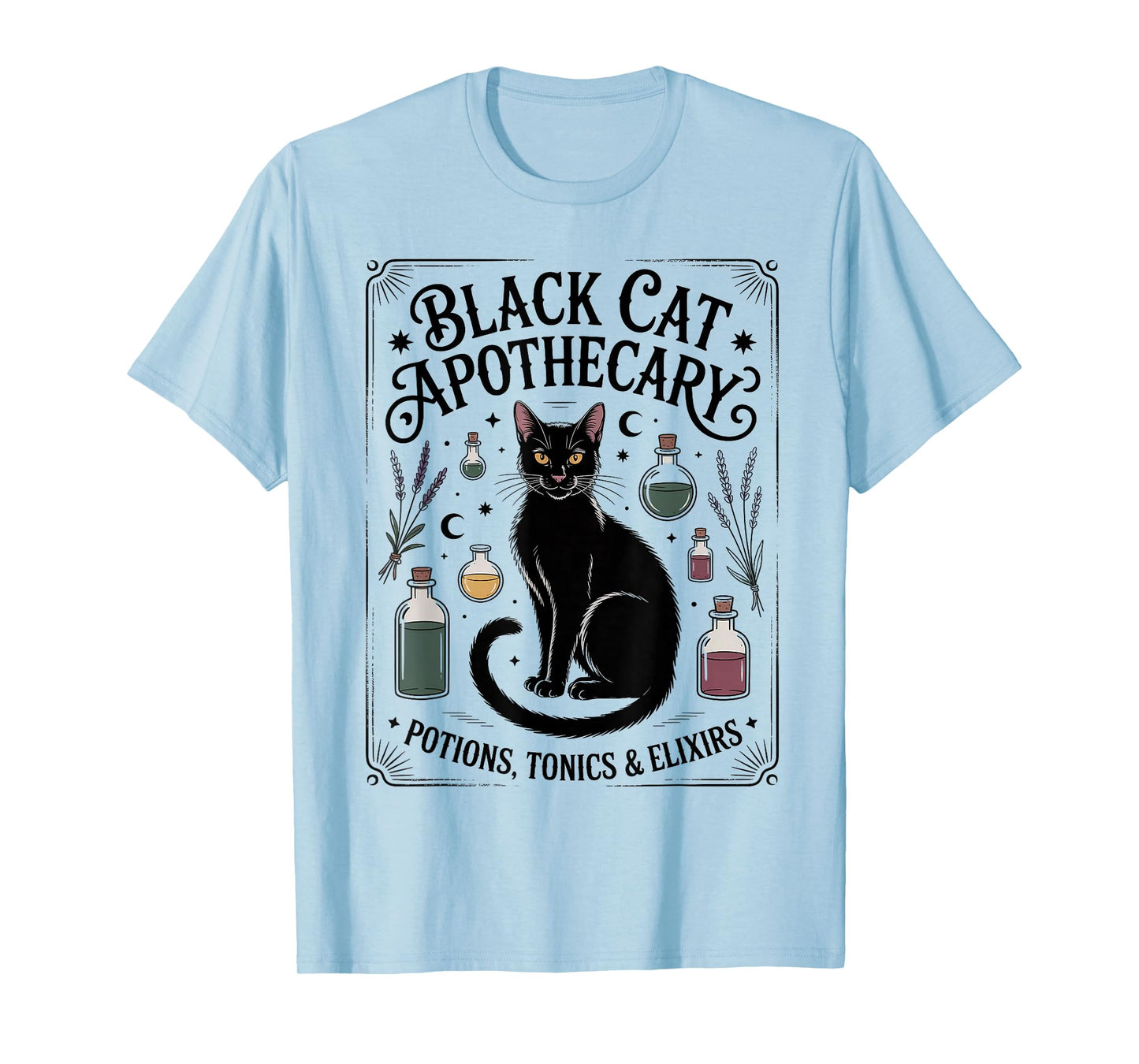 Black Cat Apothecary Potions Spooky Magic Halloween Herbal T-Shirt