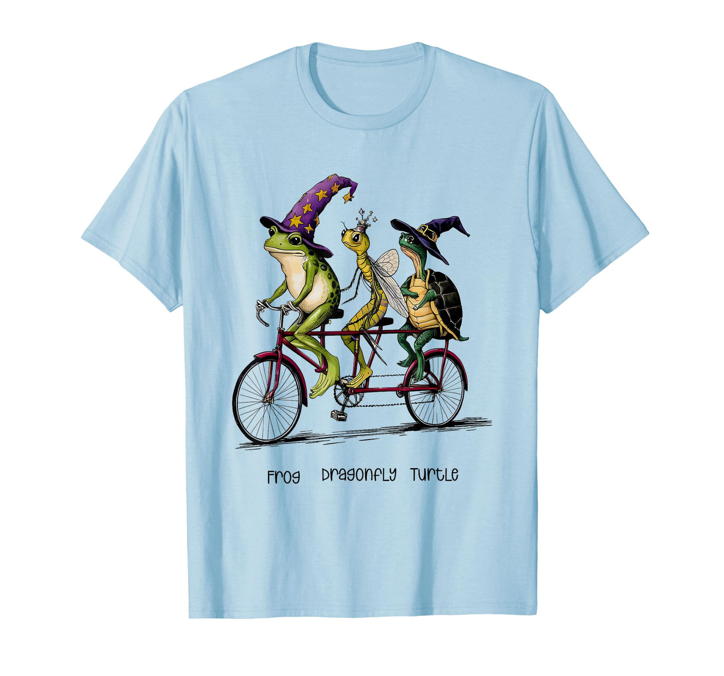 Witches Frog Dragonfly Turtle Riding Tandem Bike T-Shirt