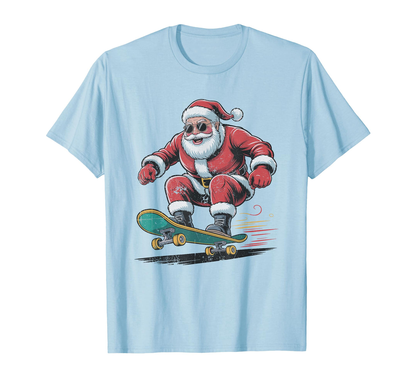 Santa Skateboarding Retro Vintage 90s Christmas Holiday T-Shirt