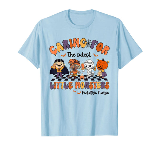 Caring For The Cutest Little Monsters Peds Nurse Halloween T-Shirt