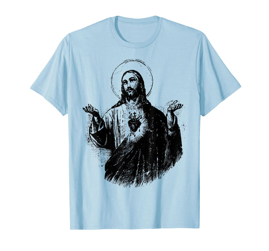 Sacred Heart of Jesus Christ Vintage Art Catholic T-Shirt
