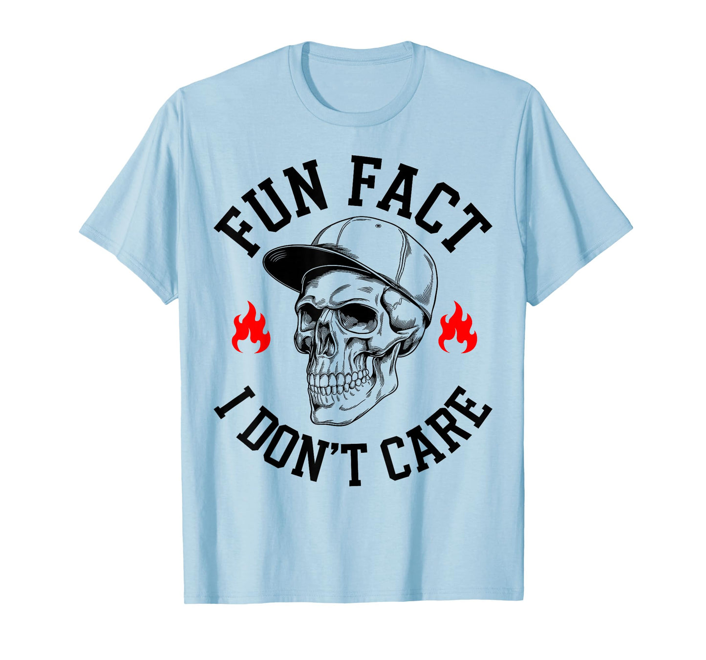 Fun Fact I Don't Care Vintage Skeleton Sarcastic Adult Humor T-Shirt