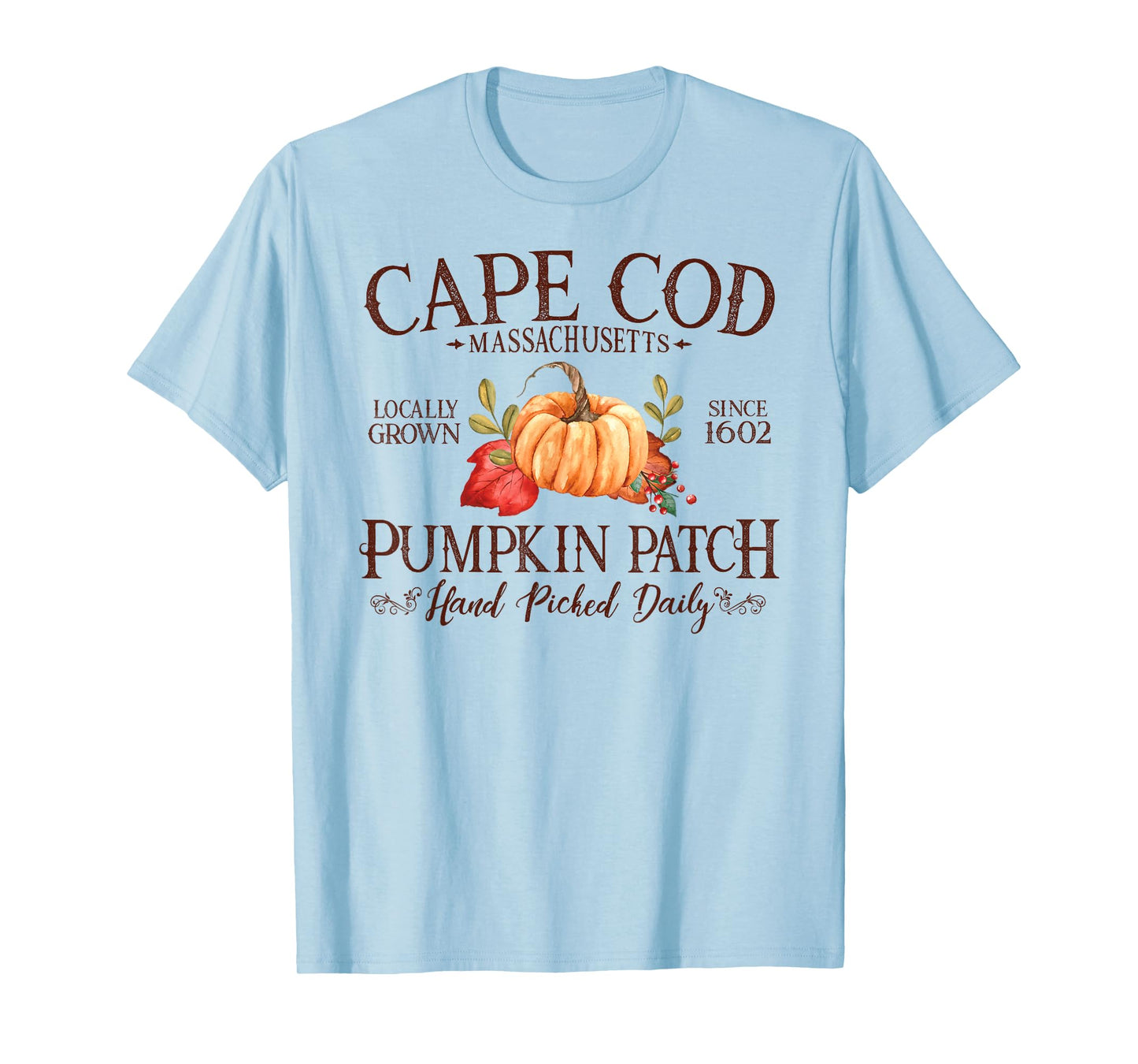 Cape Cod Massachusetts Pumpkin Patch Fall Burgundy Letters T-Shirt