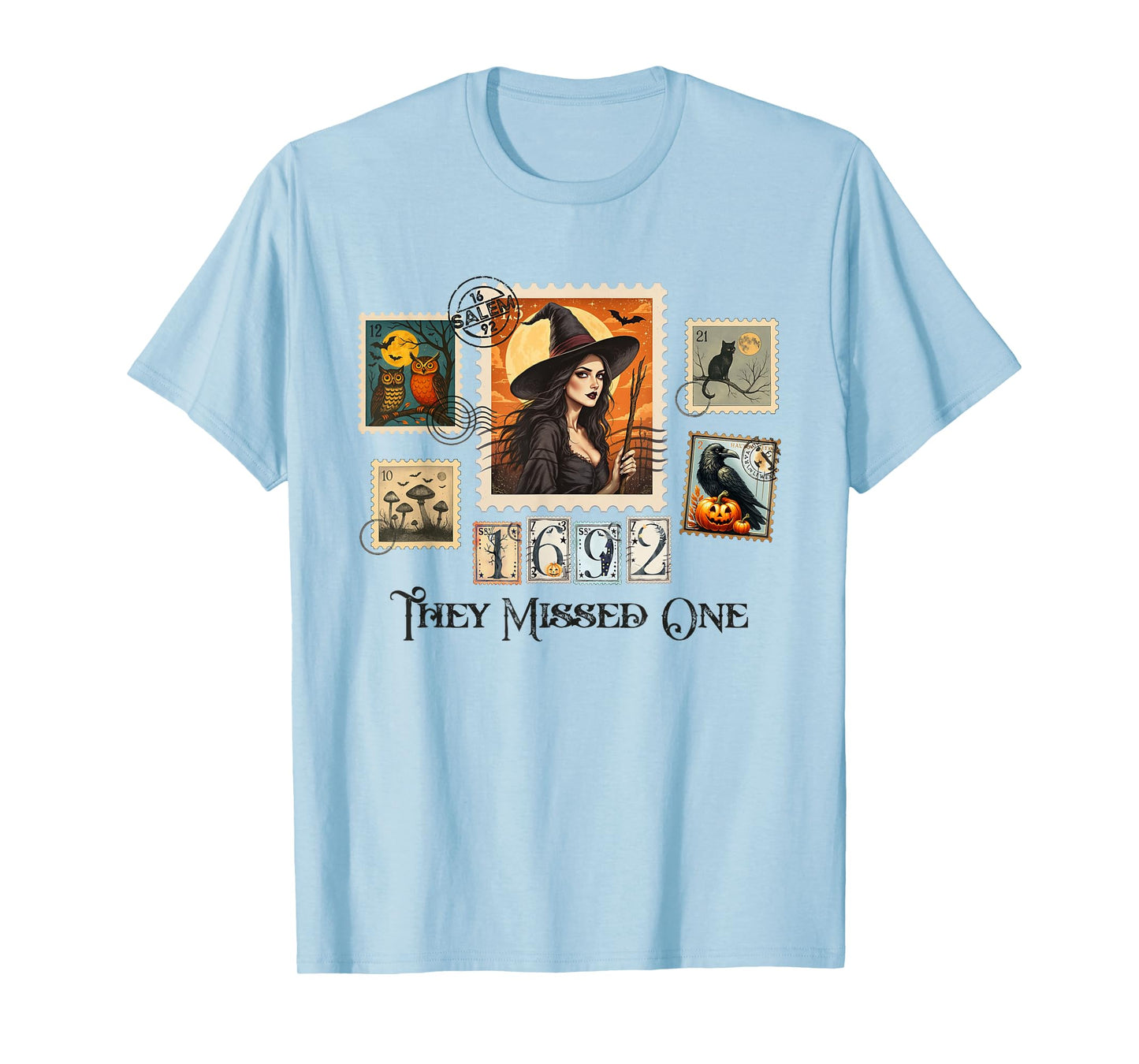 Salem Witch They Missed One 1692 Halloween Postage Stamp T-Shirt