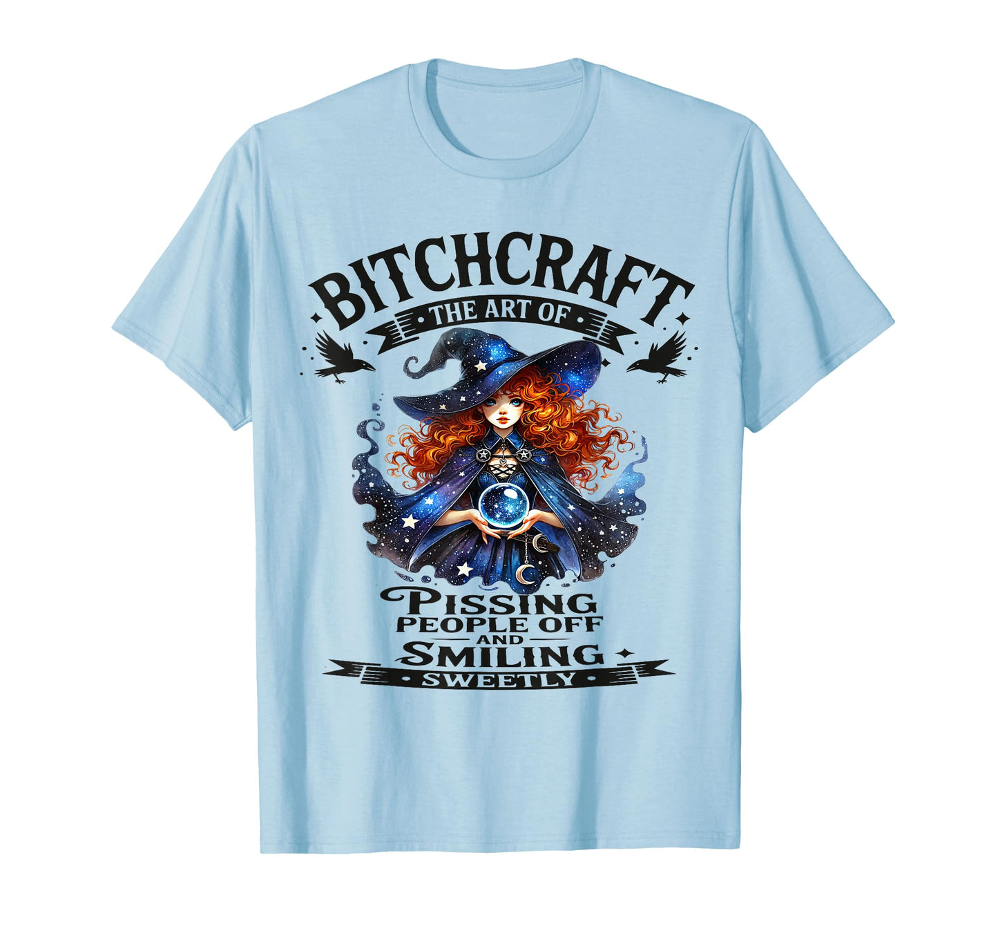 Halloween Vintage Witch Bitchcraft Gothic Sassy Pin Up Girl T-Shirt