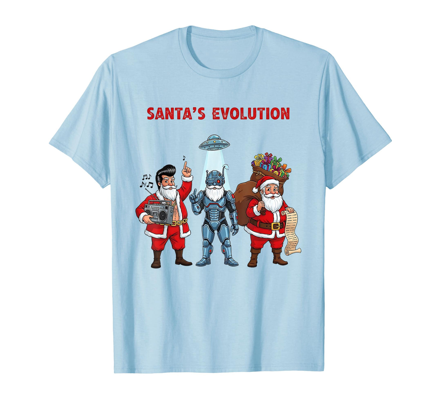 Santa Evolution Robot Classic Future Funny Christmas for Dad T-Shirt
