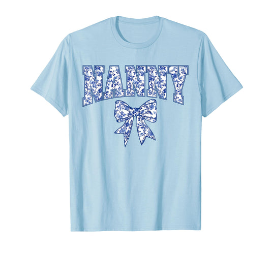 Nanny Coquette Toile Blue Bow Floral Mother's Day Family T-Shirt
