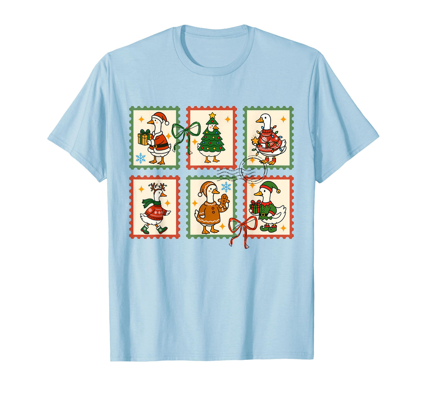 Silly Goose Santa Christmas Stamp Cute Merry Goosemas Xmas T-Shirt