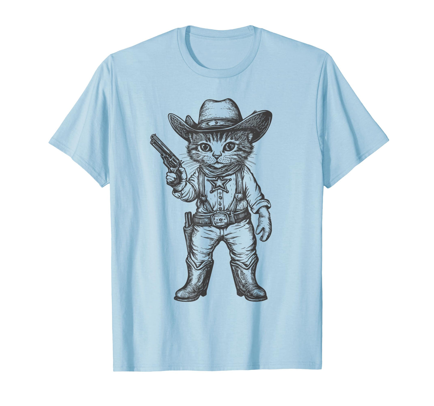 Cat Cowboy Hat Funny Western Kitten Cute Cat Lover Vintage T-Shirt