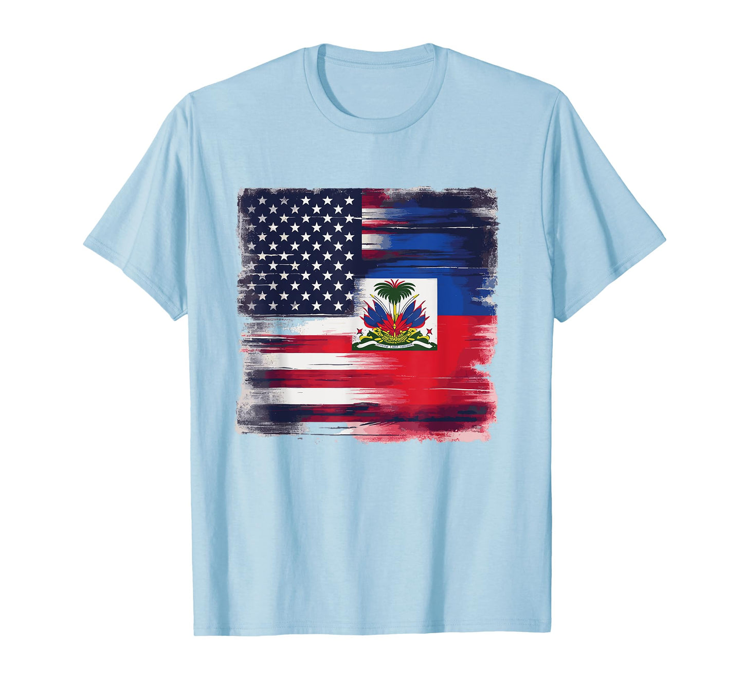 Vintage Half American Half Haitian Flag Family Heritage T-Shirt