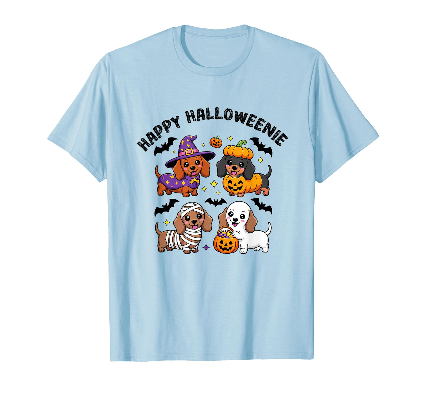 Weiner Dog Witch Happy Halloweenie Cute Halloween Dachshund T-Shirt