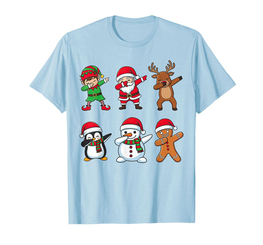 Dabbing Christmas Santa Claus Gingerbread Reindeer Men Boys T-Shirt