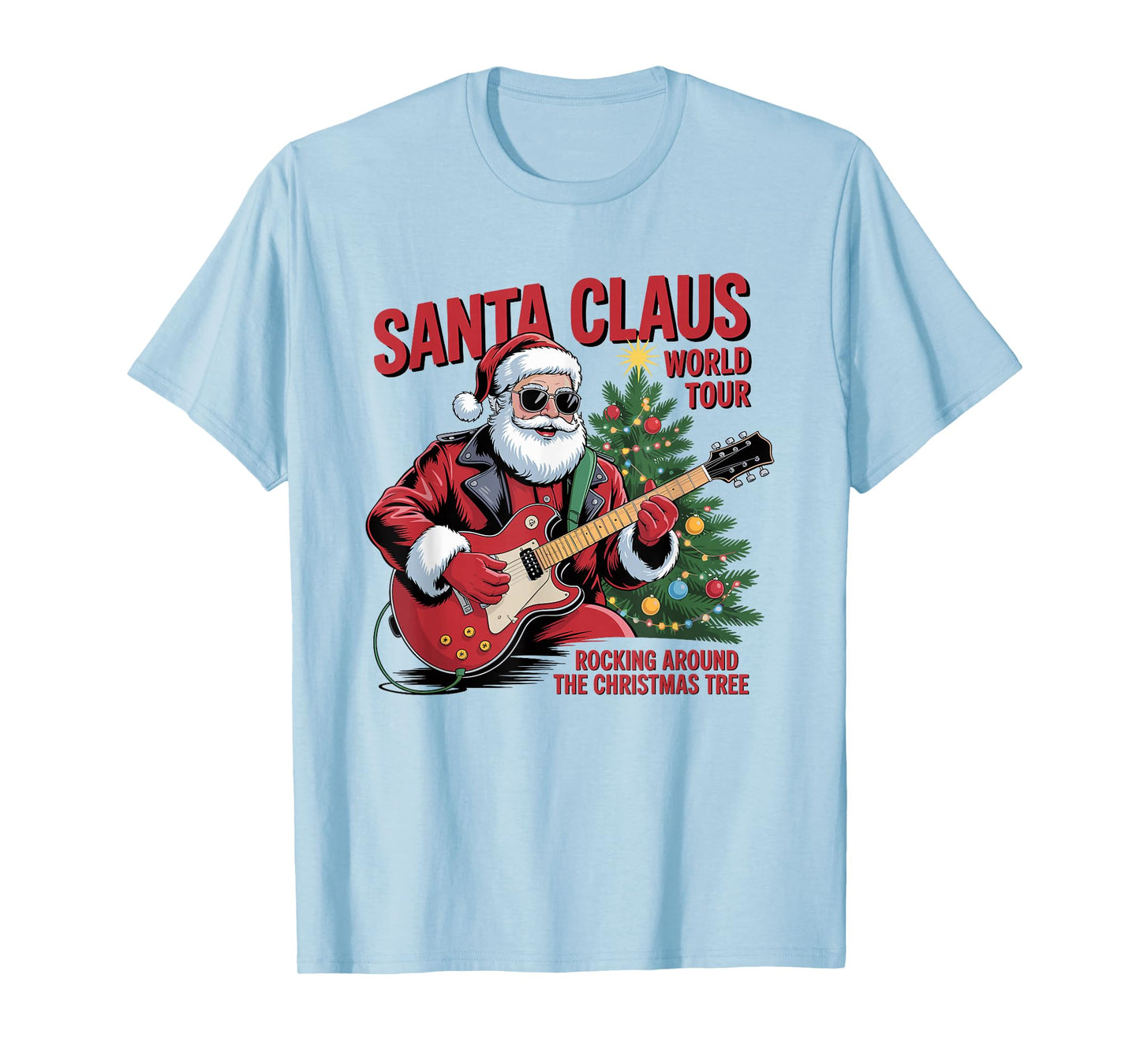 Santa Claus World Tour Rocking Around The Christmas Tree T-Shirt