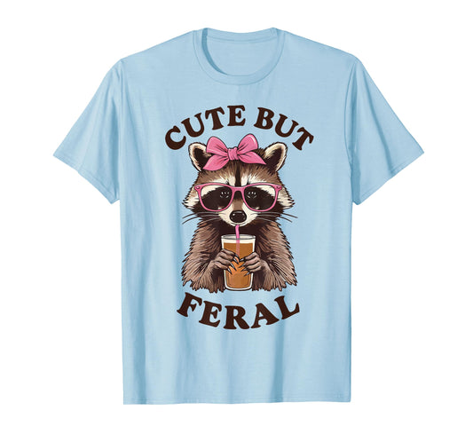 Cute But Feral Funny Racoon With Glasses Toddler Girls Kids T-Shirt