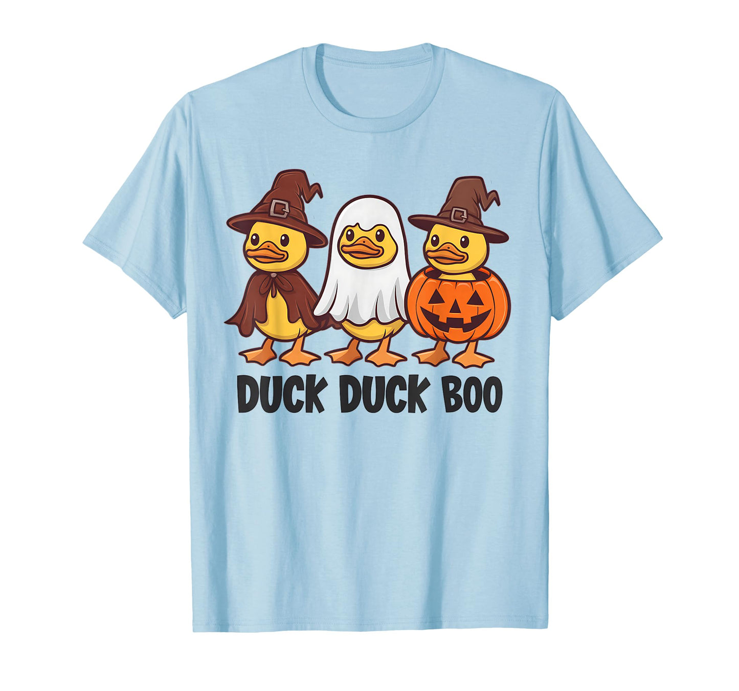 Funny Duck Duck Boo Cute Halloween Duck Witch Ghost Pumpkin T-Shirt