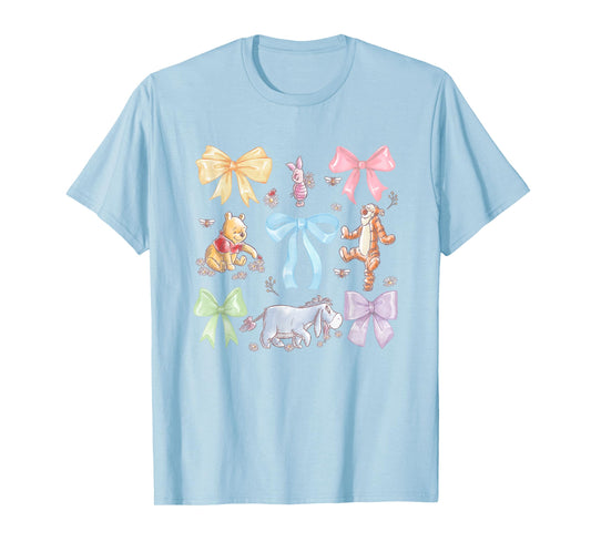 Disney Winnie the Pooh Cute Group Shot Sketch Chest Logo T-Shirt