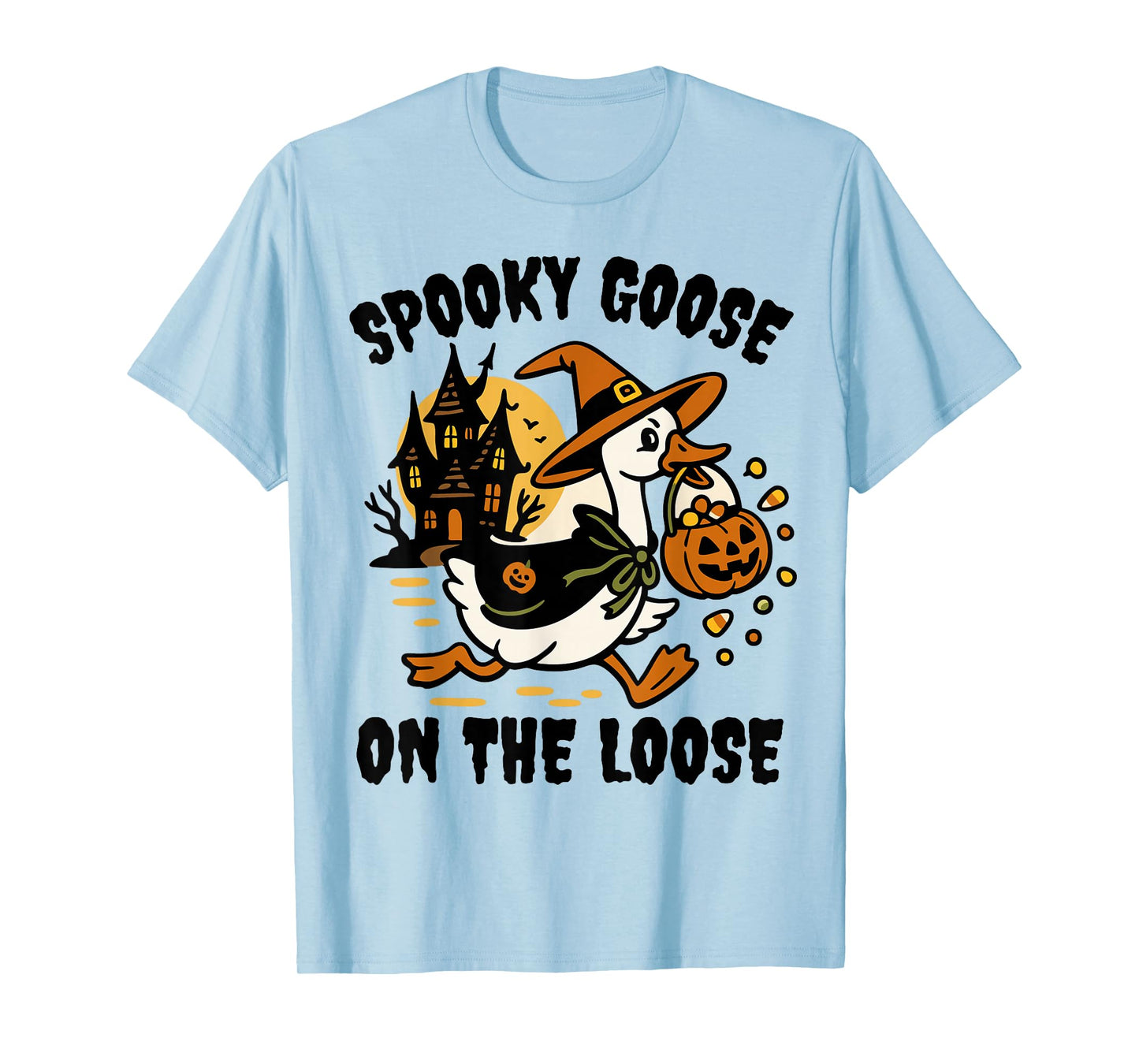 Spooky Goose On The Loose Goose Witch Animal Halloween T-Shirt