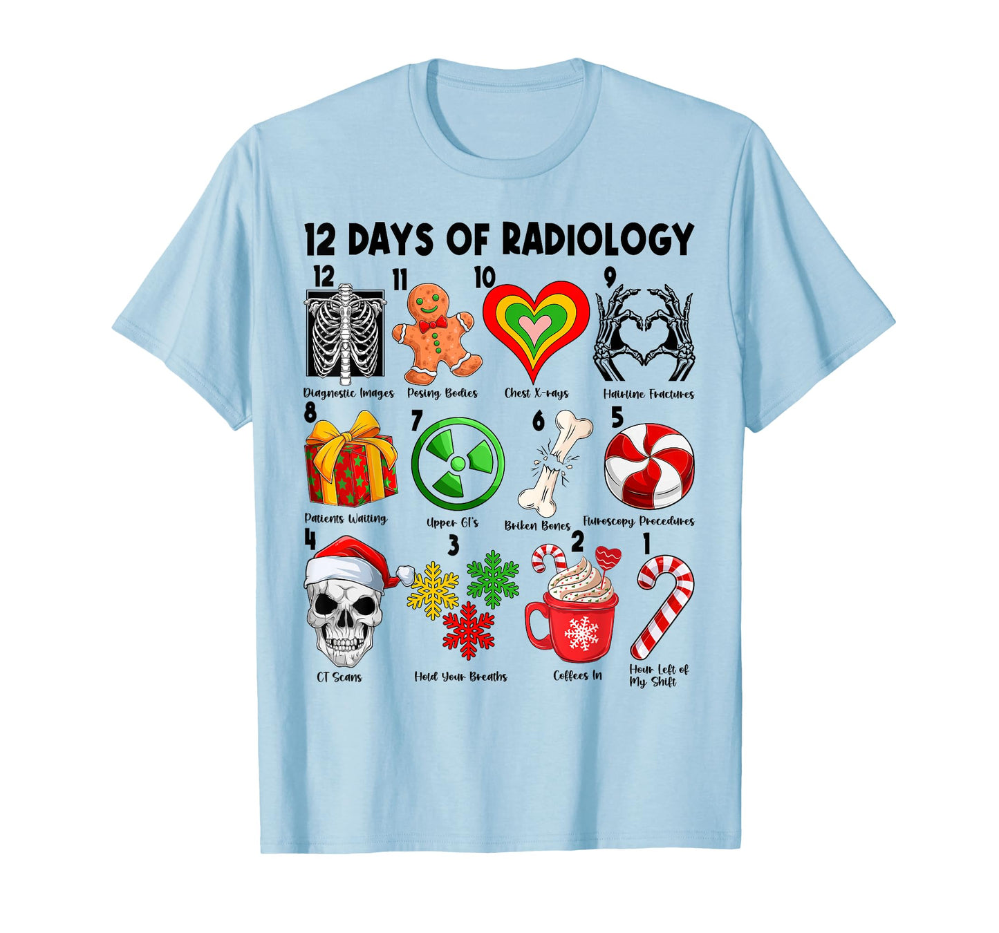 12 Days of Radiology Xray Tech CT MRI Merry Christmas PJS T-Shirt