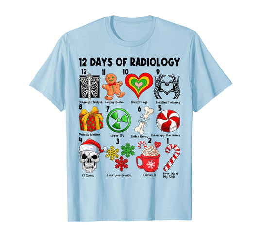 12 Days of Radiology Xray Tech CT MRI Merry Christmas PJS T-Shirt