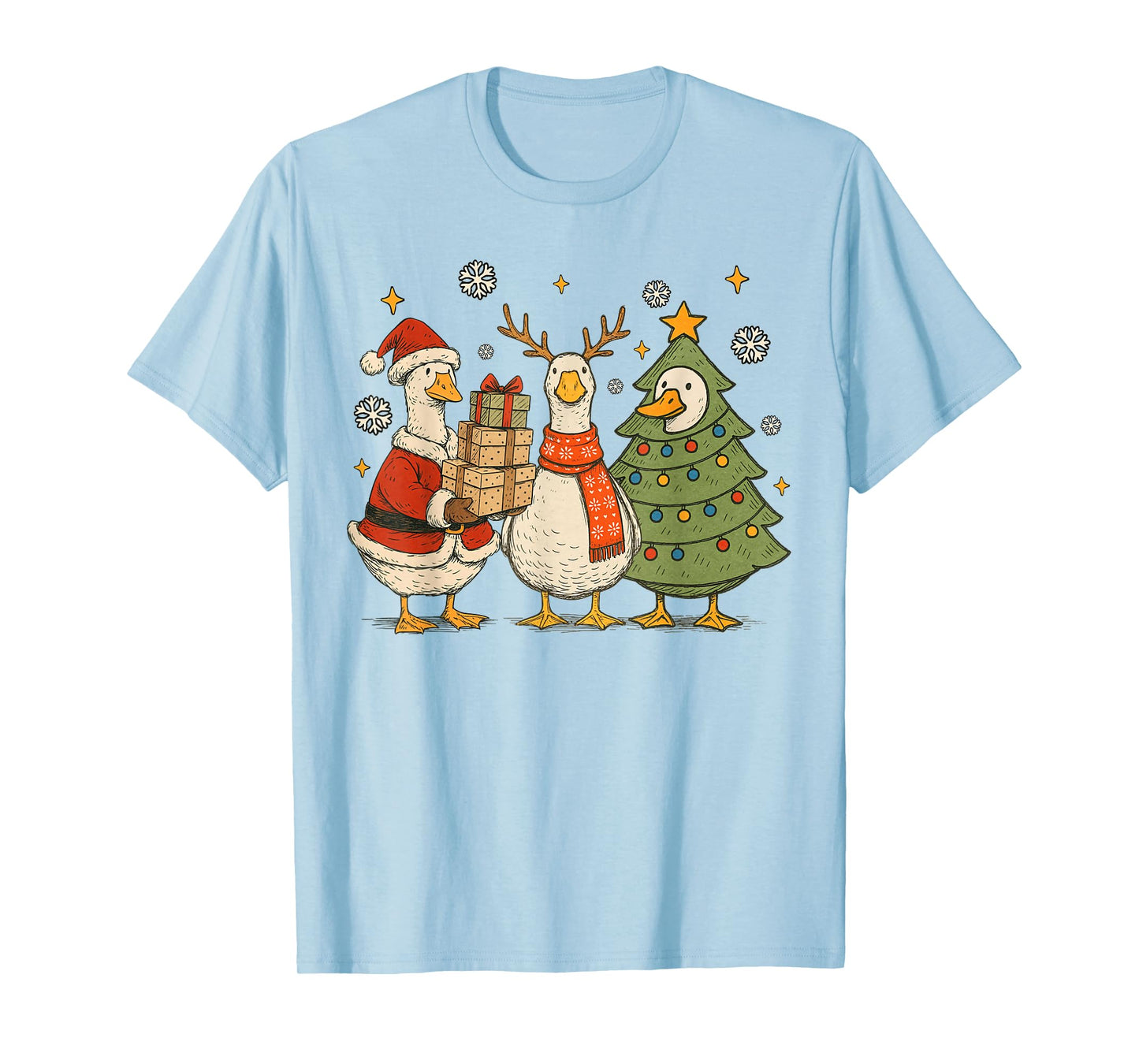 Christmas Goose Xmas Vibes Funny Silly Goose Reindeer T-Shirt