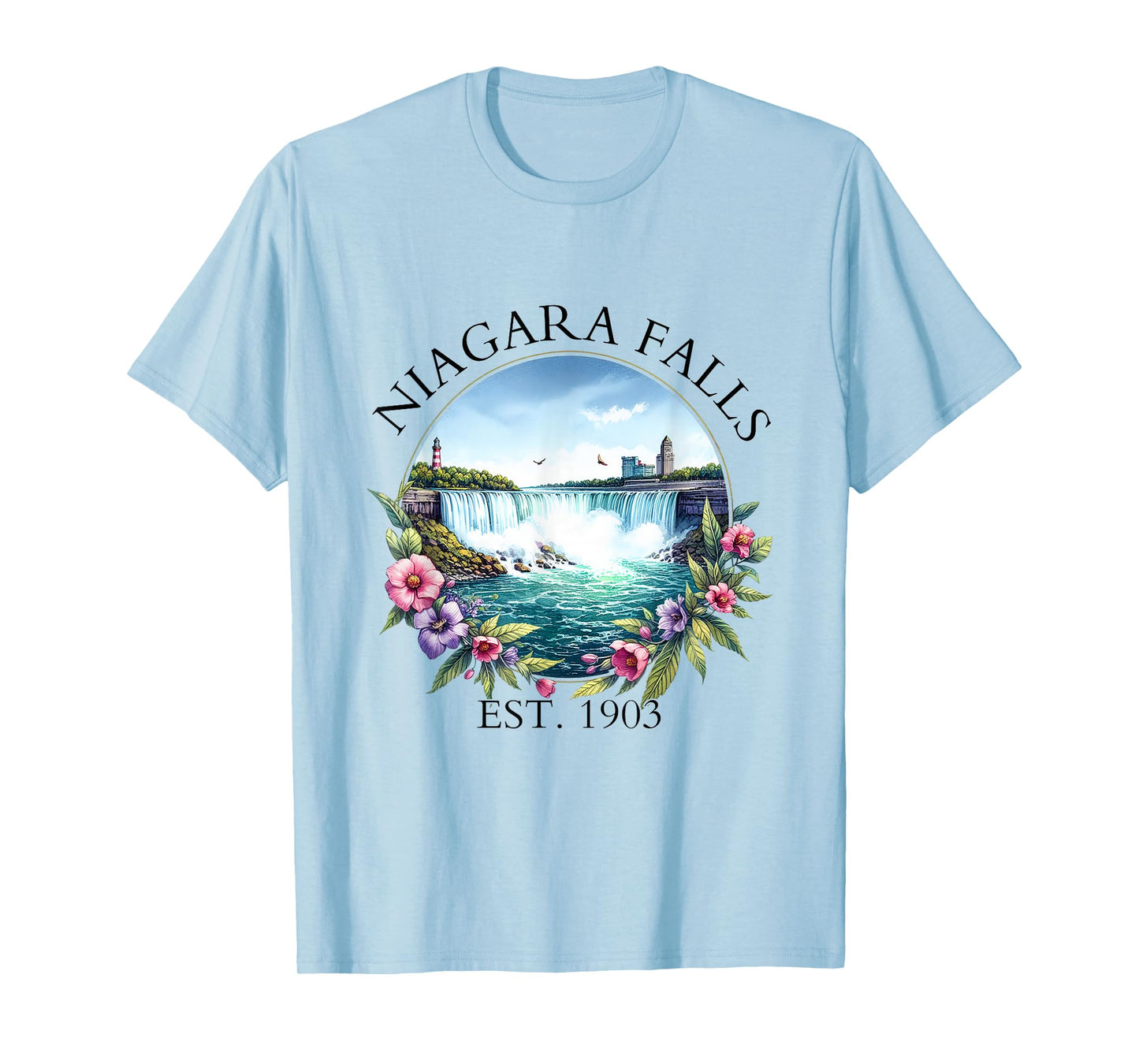 Retro Floral Niagara Falls Trip Outdoor Family Vacation T-Shirt