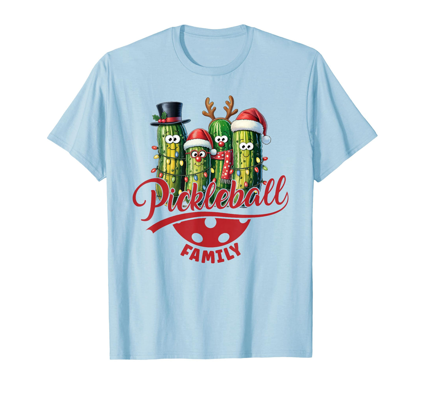 Festive Pickleball Family Matching Christmas Team T-Shirt