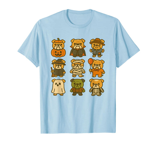English Bulldog Halloween Costume Funny Scary Dog Ghost T-Shirt