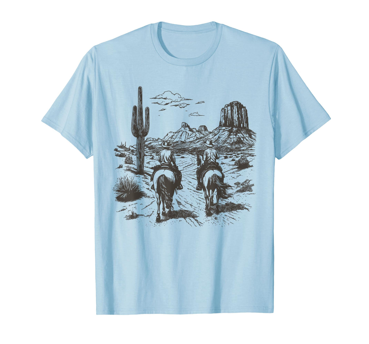 Vintage Cowboy Riding Horse Western Desert Mountain Country T-Shirt