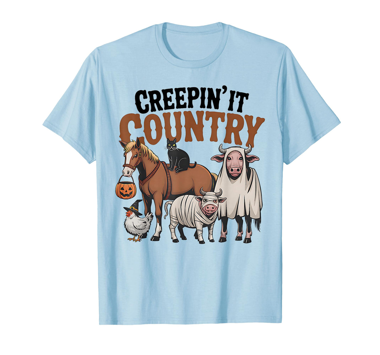 Creepin It Country Halloween, Spooky Farm Animals Tee T-Shirt