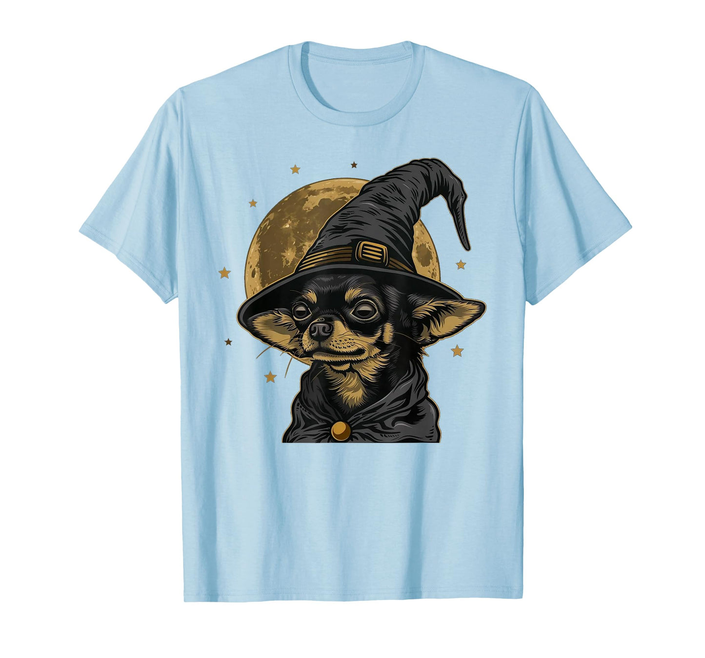 Halloween Chihuahua Dog Wearing Witch Hat T-Shirt