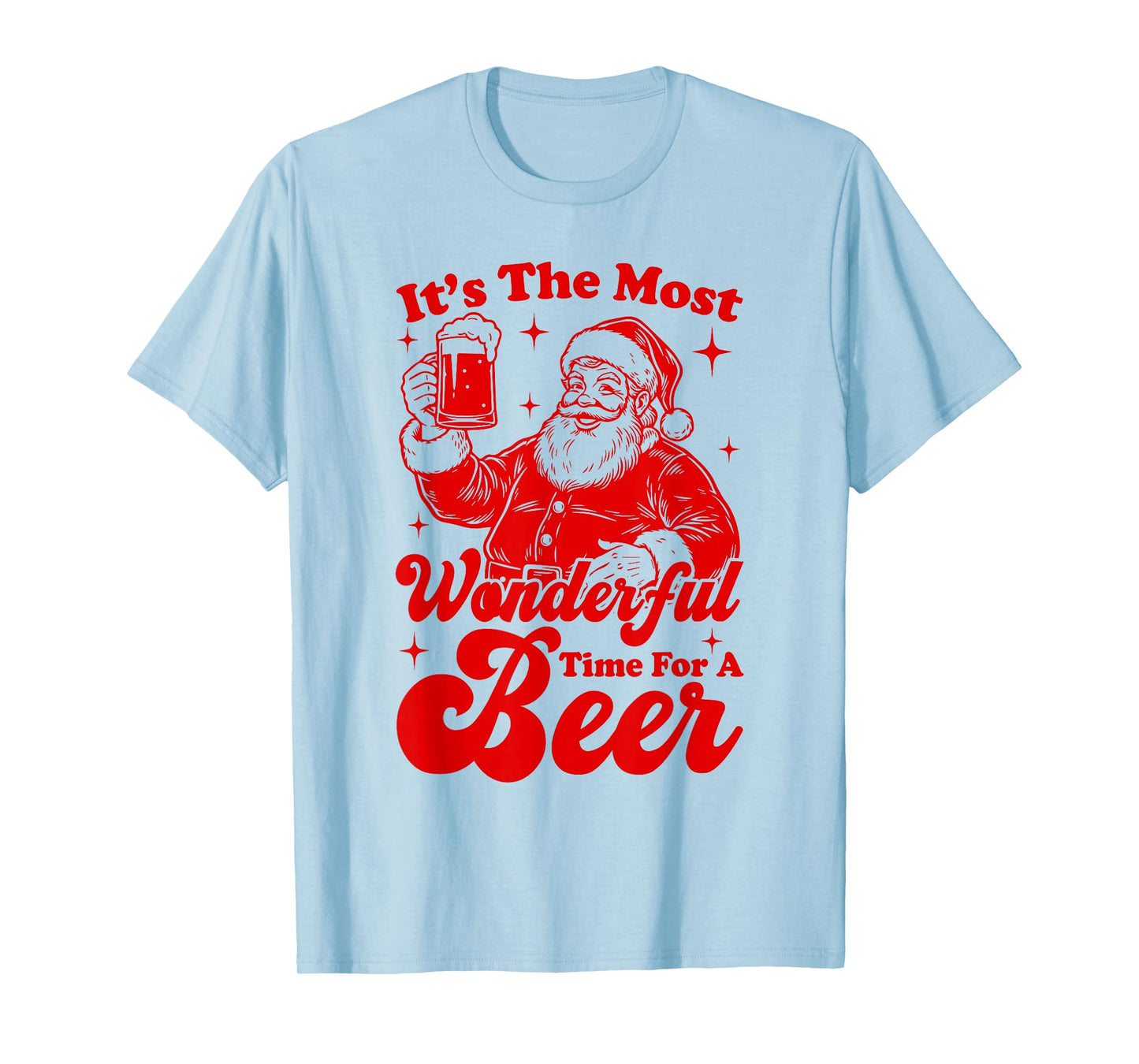 It's The Most Wonderful Time for A Beer Funny Santa Drinking T-Shirt