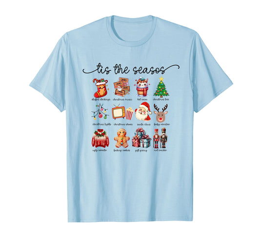 Cute Retro Christmas Icons Santa Tree Gingerbread Festive T-Shirt
