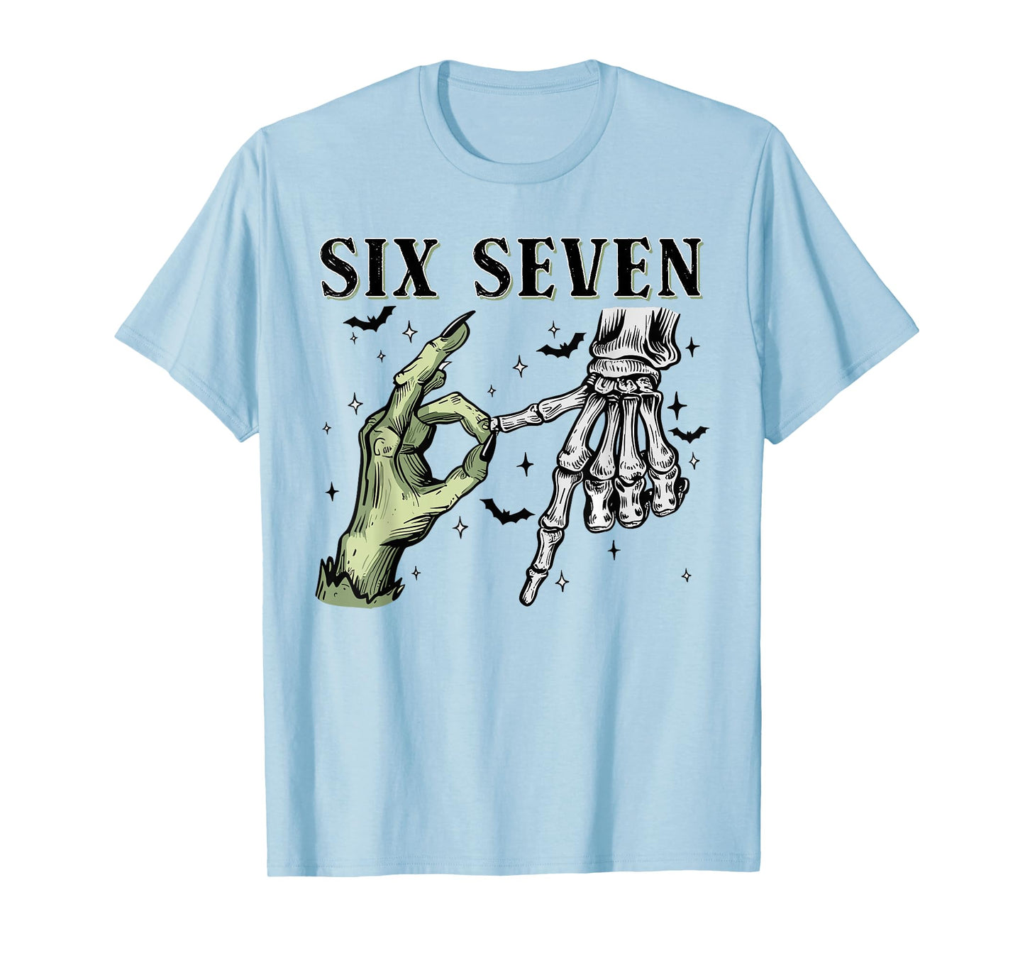 Six Seven 6 7 Meme Funny Witch Skeleton Hands T-Shirt