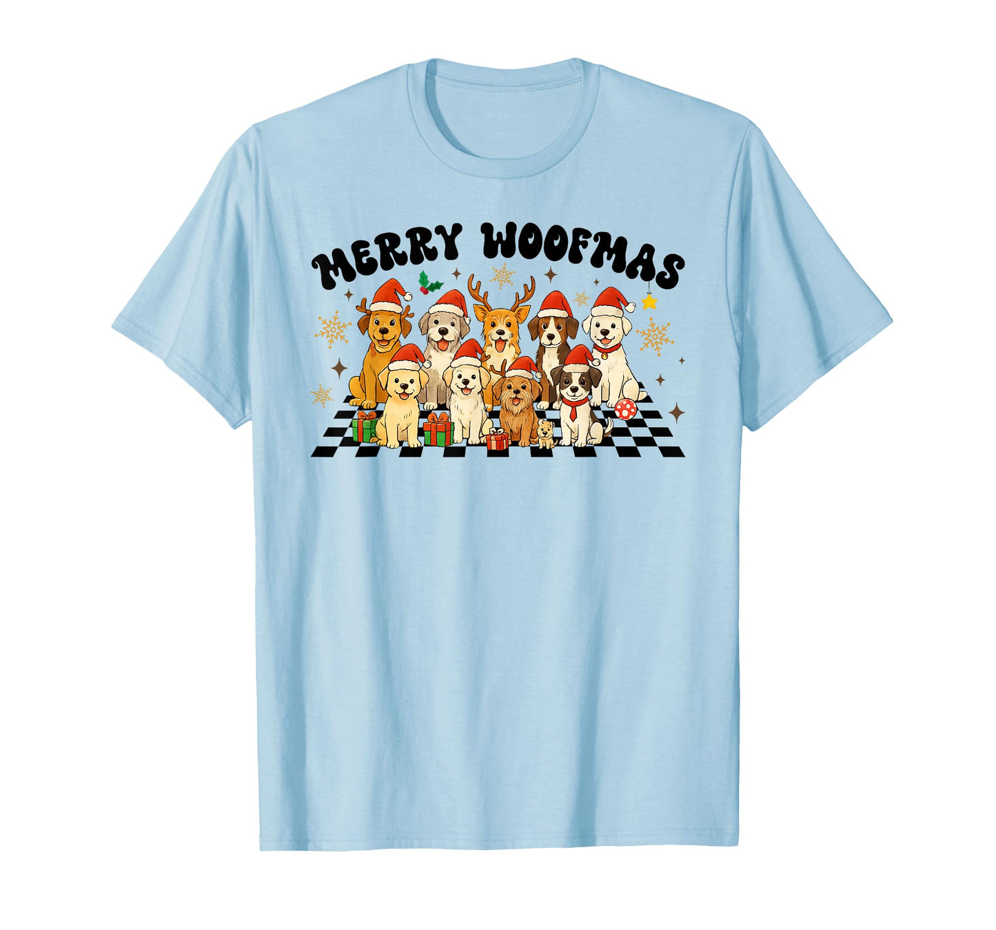 Merry Woofmas Funny Christmas Dog Lover Holiday Dog Mom T-Shirt