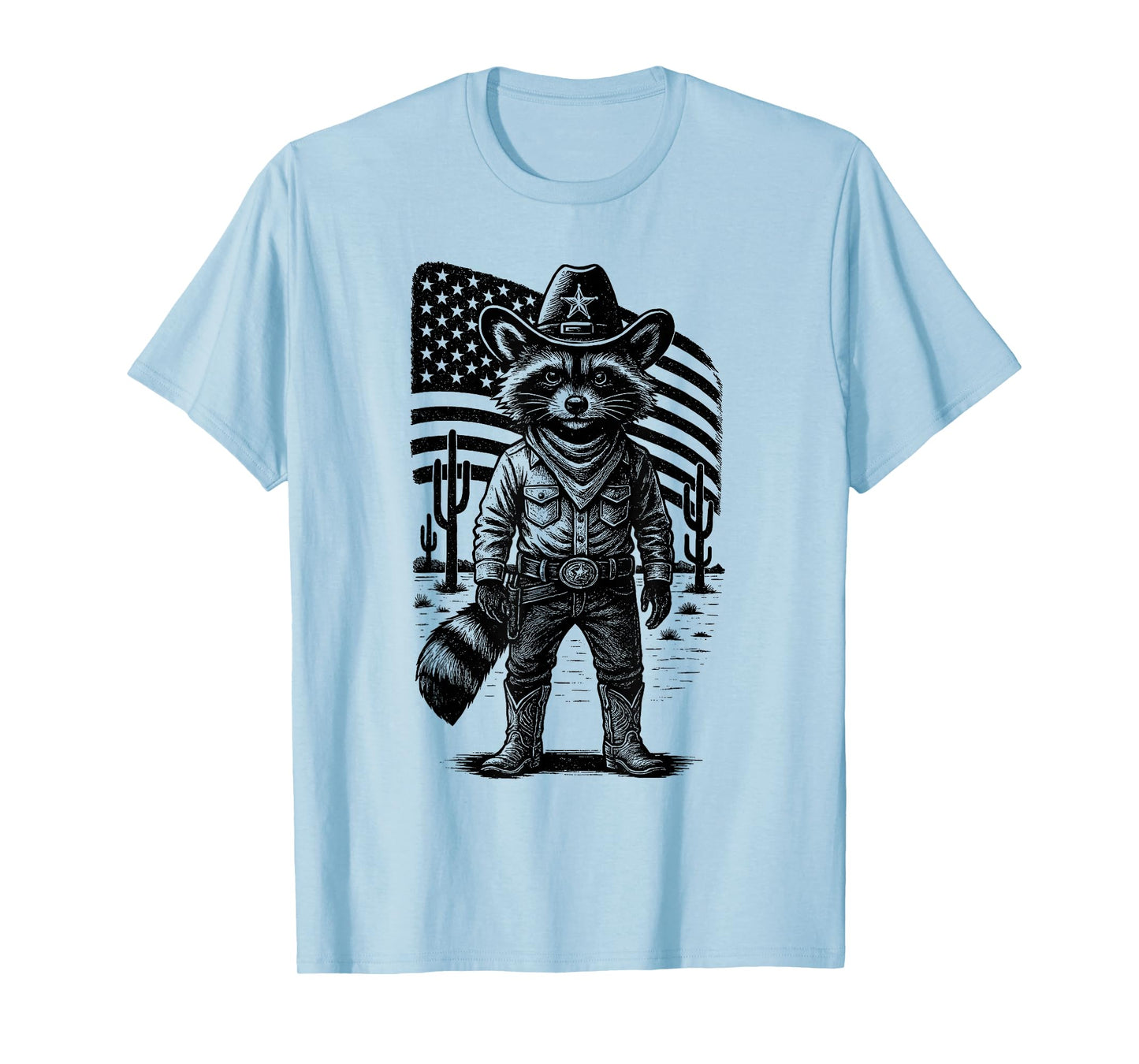 Vintage Raccoon Cowboy | Trash Panda USA Western Country T-Shirt