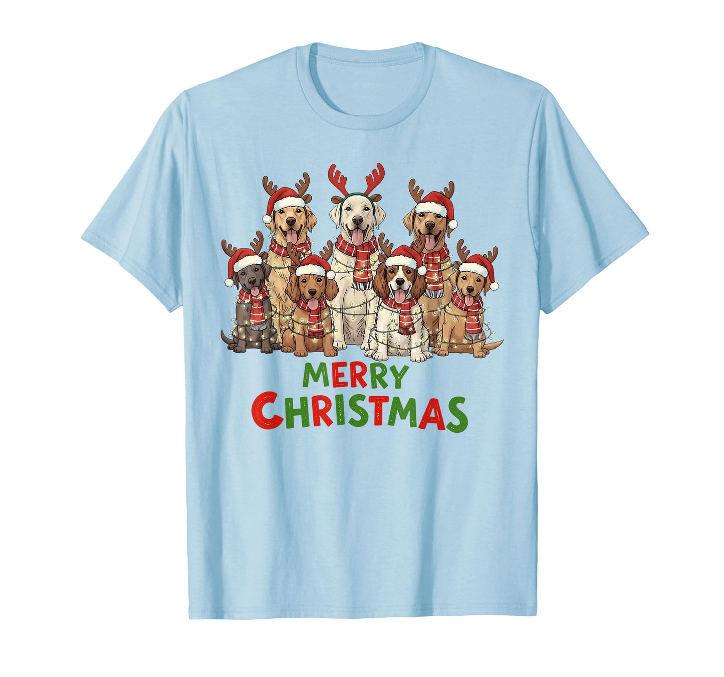 Christmas Dogs Xmas Santa Hat Dog Lover Dog Mom Dog Dad T-Shirt