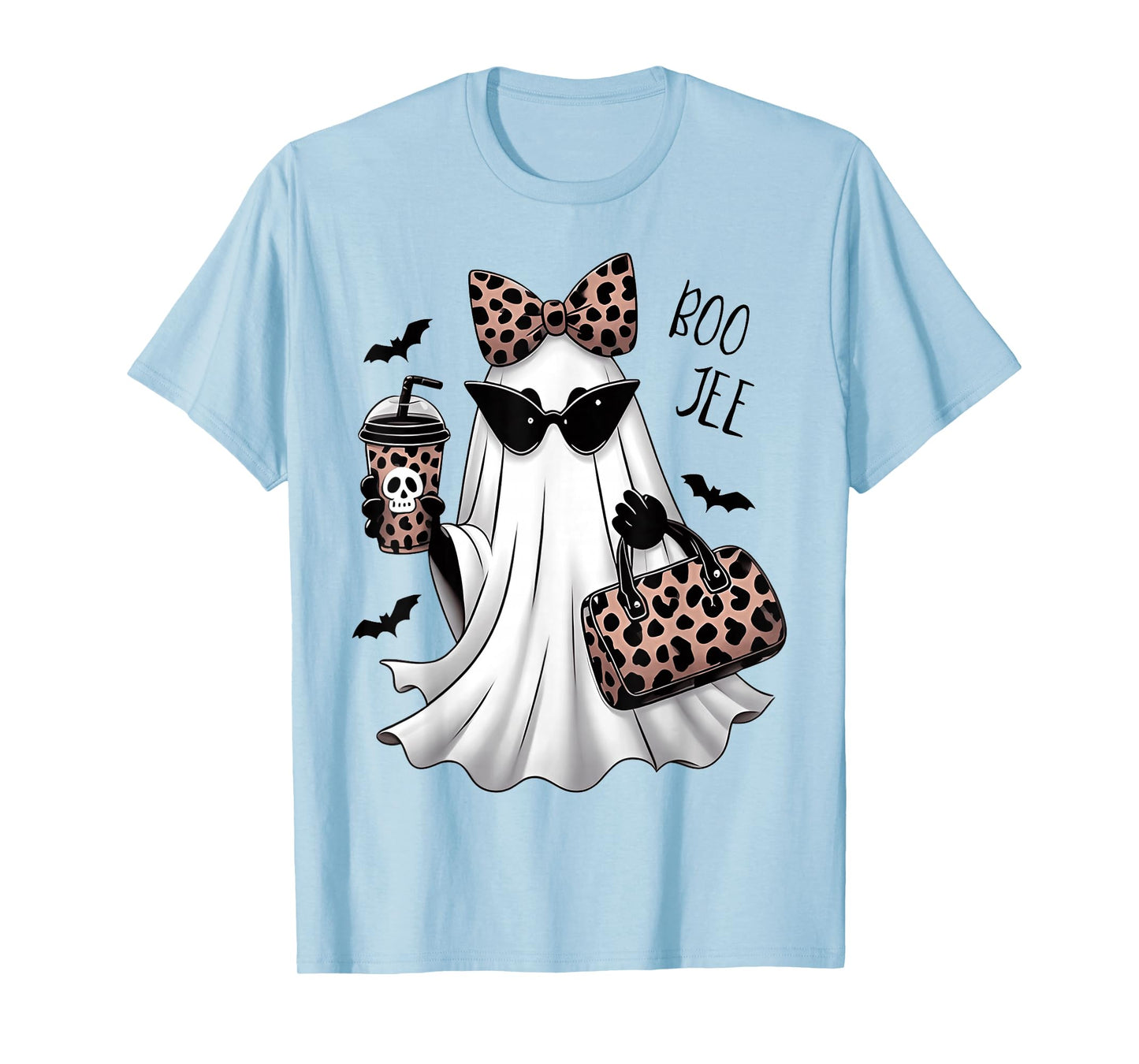 Coquette Leopard Ghost Coffee Boo-JEE Halloween Boujee Ghost T-Shirt