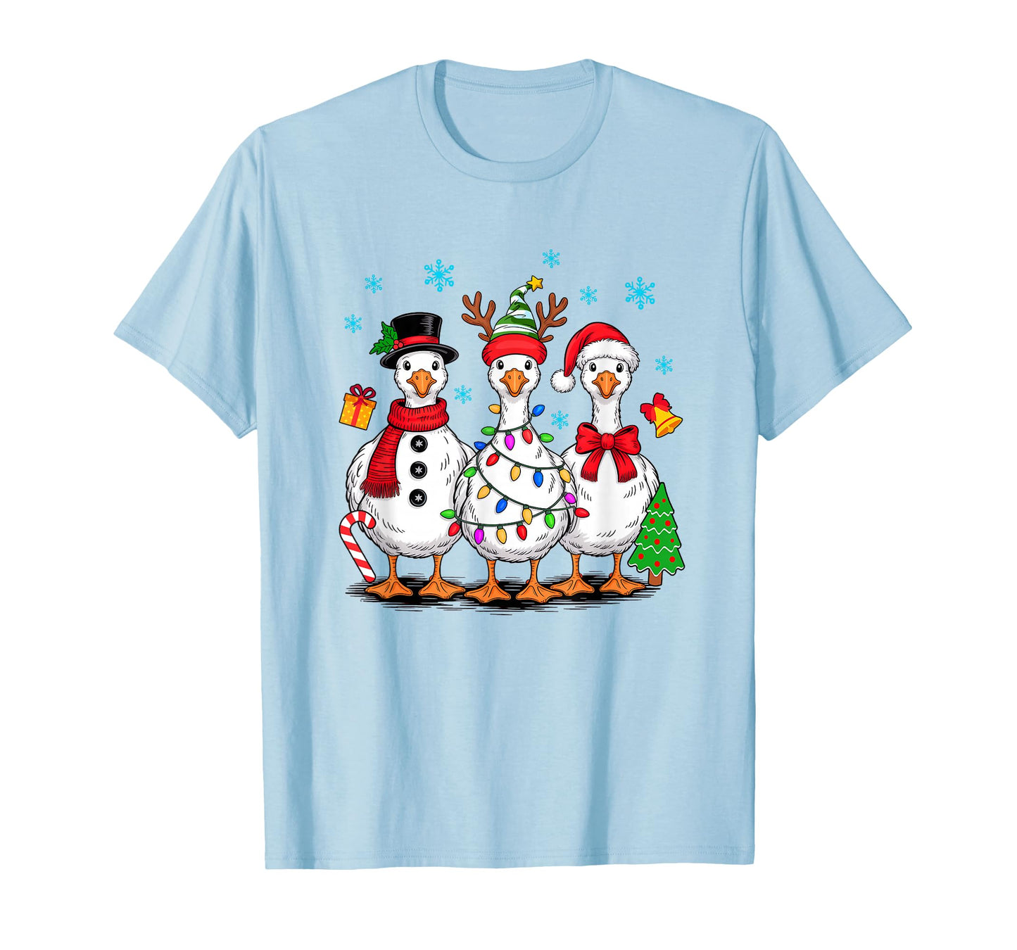 Vintage Christmas Goose Santa Goose Cute Snowman Funny T-Shirt
