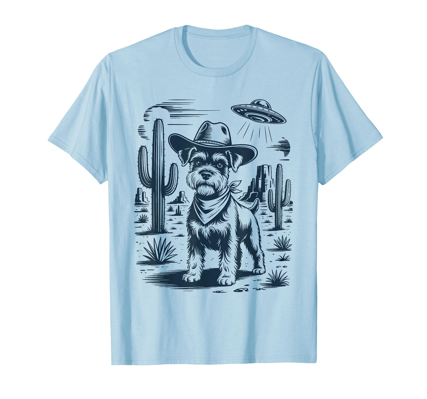 Cowboy Miniature Schnauzer Dog Vintage UFO Western T-Shirt