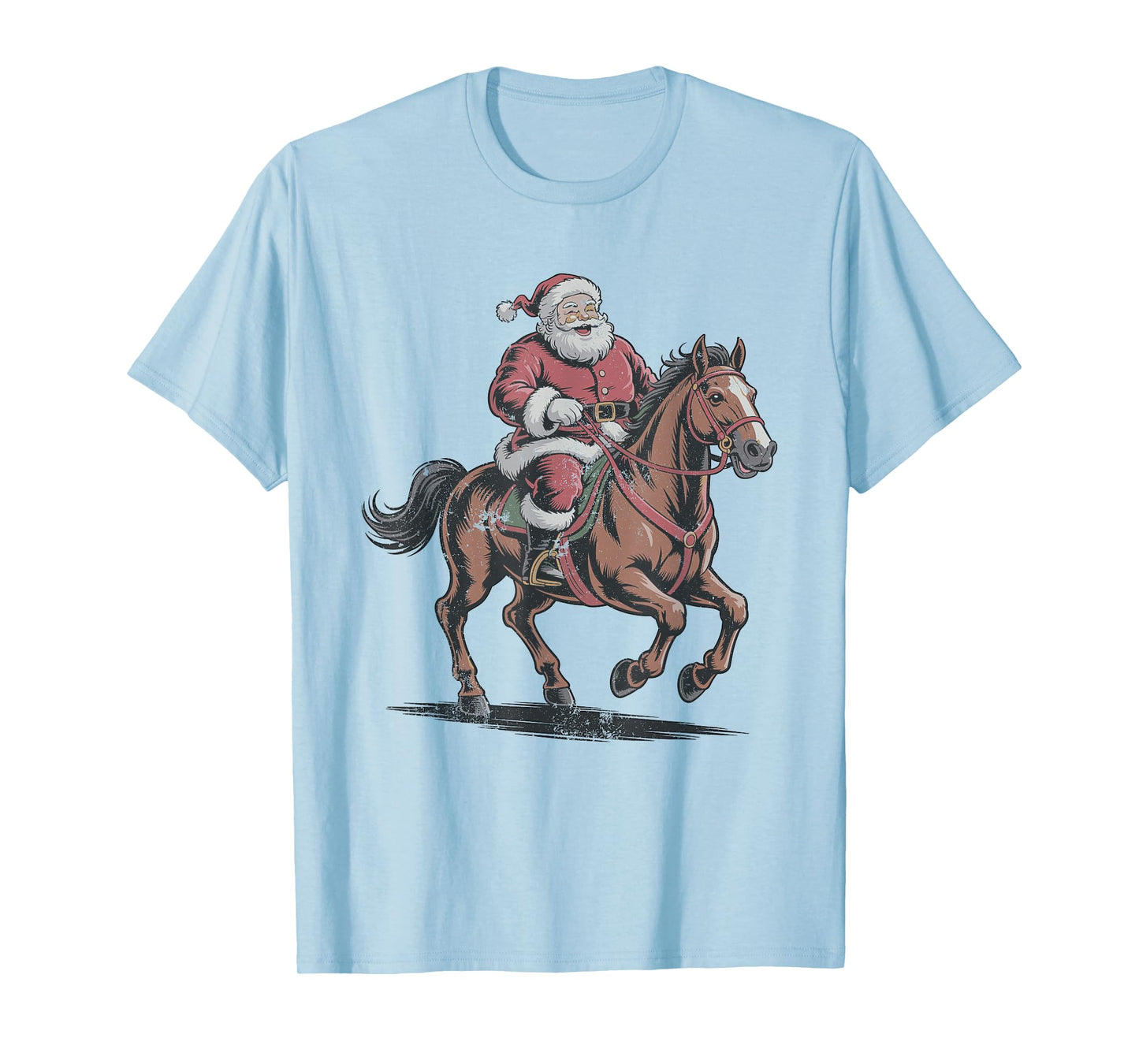 Vintage Santa Riding Horse Retro Christmas Equestrian T-Shirt